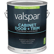 Valspar Cabinet  Door  & Trim Waterborne Alkyd Satin Interior_Exterior Enamel  White Base  1 Gal.