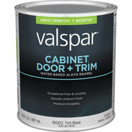 Valspar Cabinet Door and Trim Waterborne Alkyd Satin Interior_Exterior Enamel  Deep Base  1 Qt.