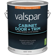Valspar Cabinet Door & Trim Waterborne Alkyd Semi-Gloss Interior_Exterior Enamel  White Base  1 Gal.