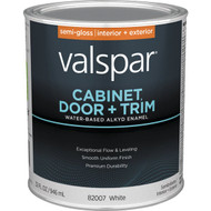 Valspar Cabinet Door & Trim Waterborne Alkyd Semi-Gloss Interior_Exterior Enamel  White Base  1 Qt.