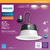 Philips Warm Glow 4 In. Retrofit IC_Non-IC Rated White LED Recessed Light Kit
