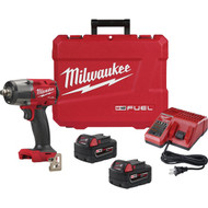 Milwaukee M18 FUEL Brushless 1_2 In. Mid-Torque Cordless Impact Wrench Kit with Friction Ring with (2) 5.0 Ah Batteries & Charger
