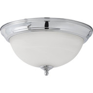 Home Impressions 13 In. Chrome Flush Mount Incandescent Ceiling Light Fixture with Alabaster Glass