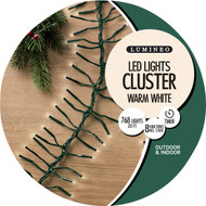 Lumineo Warm White 768-Bulb LED Cluster Light Set with Dark Green Wire