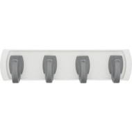Hillman High and Mighty 5 Lb. Capacity White Key Rail with Silver Hooks