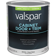Valspar Cabinet Door & Trim Waterborne Alkyd Satin Interior/Exterior Enamel  Clear Base  1 Qt.