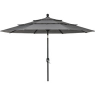 Outdoor Expressions 9 Ft. 3-Tier Tilt/Crank Smoke Gray Patio Umbrella