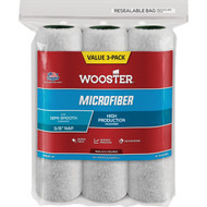 Wooster 9 In. x 3/8 In. Microfiber Roller Cover (3-Pack)
