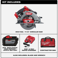 Milwaukee M18 FUEL Brushless 7-1/4 In. Cordless Circular Saw Kit with 12.0 Ah Battery & Charger