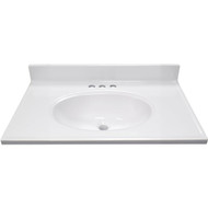 Modular Vanity Tops 31 In. W x 19 In. D Solid White Cultured Marble Non-Drip Edge Vanity Top with Oval Bowl