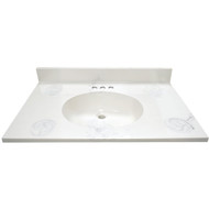 Modular Vanity Tops 31 In. W x 22 In. D Marbled Dove Gray Cultured Marble Flat Edge Single Sink Vanity Top with Oval Bowl