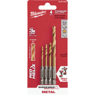 Milwaukee SHOCKWAVE 4-Piece Impact Duty Titanium Hex Shank Drill Bit Set  1/8 In. thru 1/4 In.