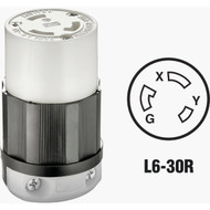 Leviton 30A 250V 3-Wire 2-Pole Industrial Grade L6-30R Locking Cord Connector