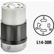 Leviton 30A 125V/250V 4-Wire 3-Pole Industrial Grade L14-30R Locking Cord Connector