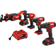 SKIL 4-Tool PWRCore 20 Volt Lithium-Ion Drill/Driver  Impact Driver  Reciprocating Saw & Area Light Cordless Tool Combo