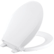 Kohler Cachet Quiet-Close Round Closed Front White Plastic Toilet Seat w/Grip-Tight Bumpers