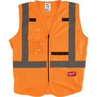 Milwaukee ANSI Class 2 Hi Vis Orange Safety Vest  L/XL