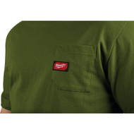 Milwaukee Medium Olive Green Short Sleeve Men's Heavy-Duty Pocket T-Shirt