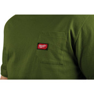 Milwaukee Small Olive Green Short Sleeve Men's Heavy-Duty Pocket T-Shirt