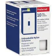 Leviton 1-Gang Thermoplastic Nylon Mid-Way Toggle Switch Wall Plate  White (10-Pack)