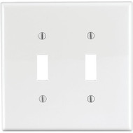 Leviton 2-Gang Thermoplastic Nylon Mid-Way Toggle Switch Wall Plate  White