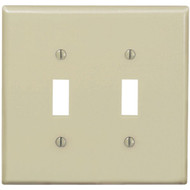 Leviton 2-Gang Thermoplastic Nylon Mid-Way Toggle Switch Wall Plate  Ivory