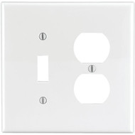 Leviton Mid-Way 2-Gang Thermoplastic Nylon Single Toggle/Duplex Outlet Wall Plate  White