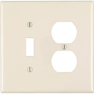 Leviton Mid-Way 2-Gang Thermoplastic Nylon Single Toggle/Duplex Outlet Wall Plate  Light Almond