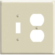 Leviton Mid-Way 2-Gang Thermoplastic Nylon Single Toggle/Duplex Outlet Wall Plate  Ivory
