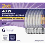 Do it 40W Equivalent Soft White B11 Medium LED Decorative Light Bulb  Title 20 (6-Pack)