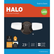 Halo Bronze Dusk To Dawn Twin Head Color Temperature Selectable LED Floodlight Fixture