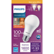 Philips Warm Glow 100W Equivalent Soft White A19 Medium Dimmable LED Light Bulb  Title 20 Compliant