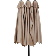 Outdoor Expressions Steel Crank Tan Double Patio Umbrella