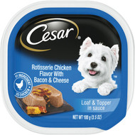 Cesar Loaf & Topper Rotisserie Chicken with Bacon & Cheese Adult Wet Dog Food  3.5 Oz.