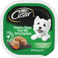 Cesar Loaf & Topper Rosemary Chicken w/Spring Vegetables Adult Wet Dog Food  3.5 Oz.