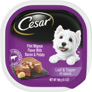 Cesar Loaf & Topper Filet Mignon with Bacon & Potato Adult Wet Dog Food  3.5 Oz.