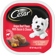 Cesar Loaf & Topper Angus Beef with Bacon & Cheese Adult Wet Dog Food  3.5 Oz.