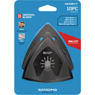Imperial Blades ONE FIT 60/120/240 Grit Triangle Sandpaper Variety Pack w/Sanding Pad (10-Pack)