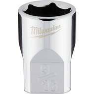 Milwaukee 3/8 In. Drive 9/16 In. 6-Point Shallow Standard Socket with FOUR FLAT Sides