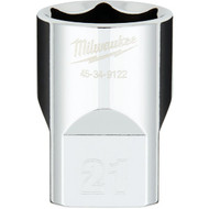 Milwaukee 1/2 In. Drive 21 mm 6-Point Shallow Metric Socket with FOUR FLAT Sides