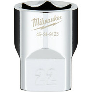 Milwaukee 1/2 In. Drive 22 mm 6-Point Shallow Metric Socket with FOUR FLAT Sides
