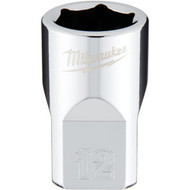Milwaukee 3/8 In. Drive 12 mm 6-Point Shallow Metric Socket with FOUR FLAT Sides