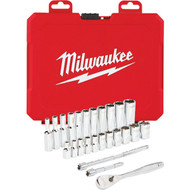 Milwaukee Standard 1/4 In. Drive 6-Point Ratchet & Socket Set (26-Piece)