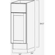 Continental Cabinets Andover Shaker 12 In. W x 24 In. D  x 34 In. H White Thermofoil Base Kitchen Cabinet