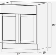 Continental Cabinets Andover Shaker 24 In. W x 34-1/2 In. H x 21 In. D White Vanity Sink Base