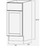 Continental Cabinets Andover Shaker 15 In. W x 24 In. D x 34 In. H White Thermofoil Base Kitchen Cabinet