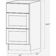 Continental Cabinets Andover Shaker 12 In. W x 34-1/2 In. H x 21 In. D White Drawer Vanity Base