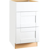 Continental Cabinets Andover Shaker 18 In. W x 24 In. D x 34-1/2 In. H White Thermofoil Drawer Base Kitchen Cabinet