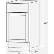 Continental Cabinets Andover Shaker 18 In. W  x 24 In. D x 34 In. H White Thermofoil Base Kitchen Cabinet