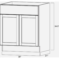 Continental Cabinets Andover Shaker 30 In. W x 34-1/2 In. H x 21 In. D White Vanity Sink Base